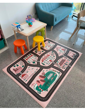 Alfombra vinílica Infantil School Rosa
