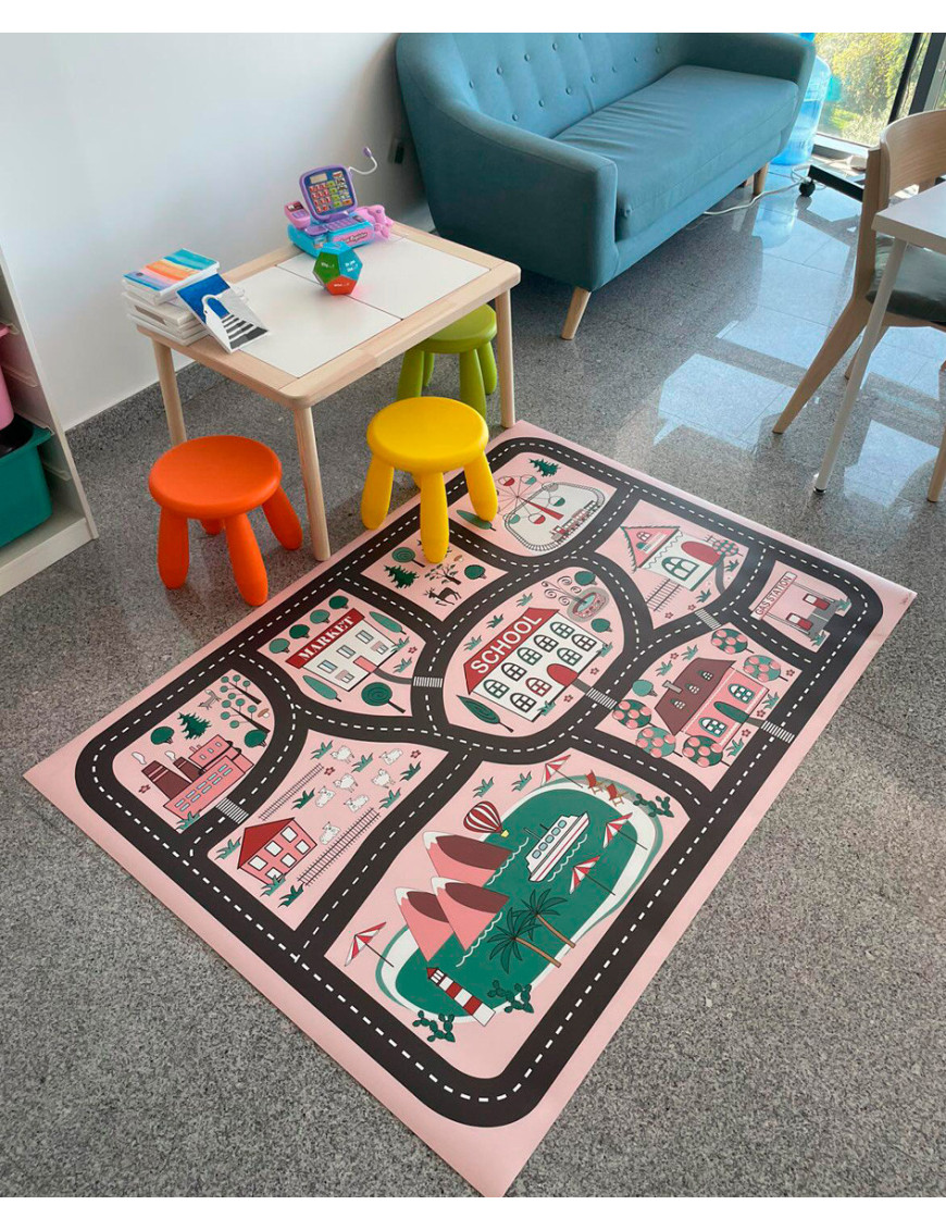 Alfombra vinílica Infantil School Rosa