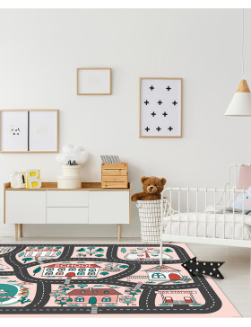 Alfombra vinílica Infantil School Rosa