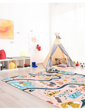 Alfombra vinílica Infantil Carretera Rosa