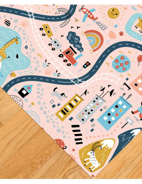 Alfombra vinílica Infantil Carretera Rosa
