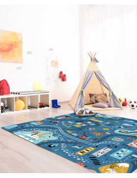 Alfombra vinílica Infantil Carretera Azul