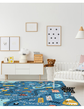 Alfombra vinílica Infantil Carretera Azul