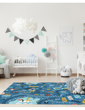 Alfombra vinílica Infantil Carretera Azul